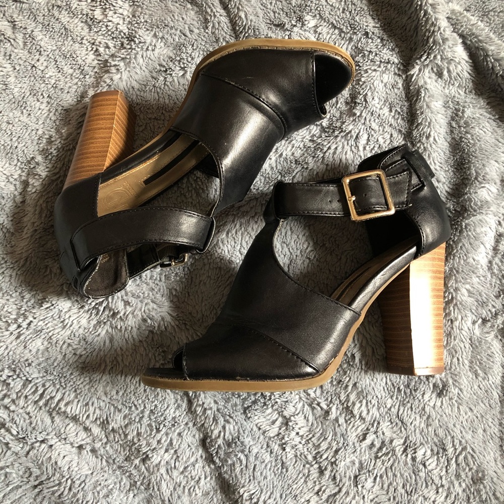 Black Chunky Heel Booties